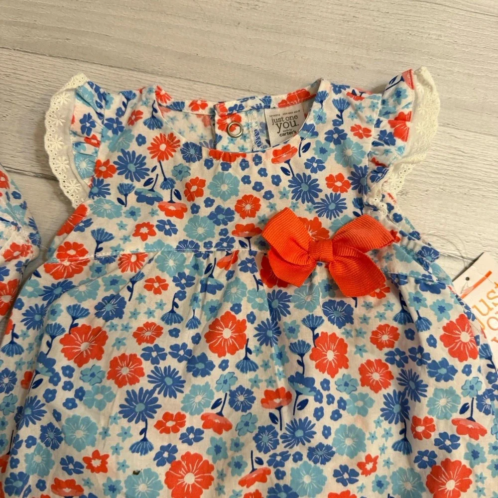 Carters baby girls floral dress‎ with matching hat 3 months NEW